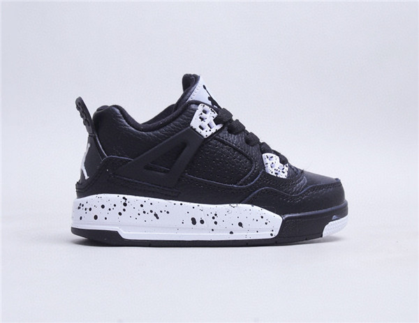 Youth Running weapon Super Quality Air Jordan 4 Black Shoes 024